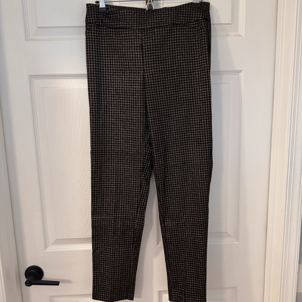 NEW Cato Brown Houndstooth Women's Slim Pants Size‎ 10 Classic Old Money